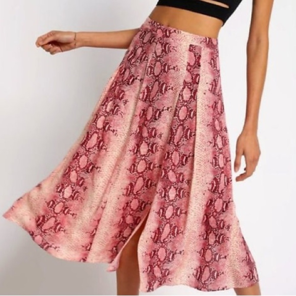 Sans Souci Pink and Black Snake Print A-Line Skirt
